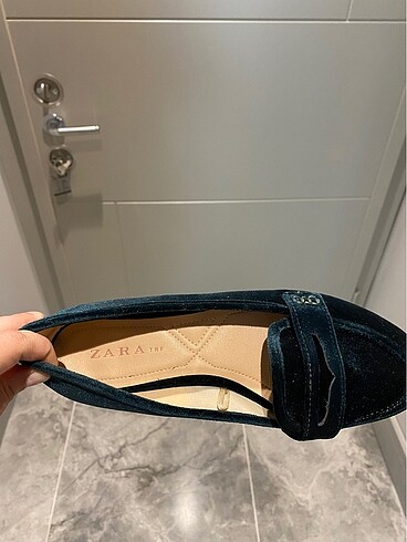 Zara Zara Koyu Yeşil Süet Babet #babet