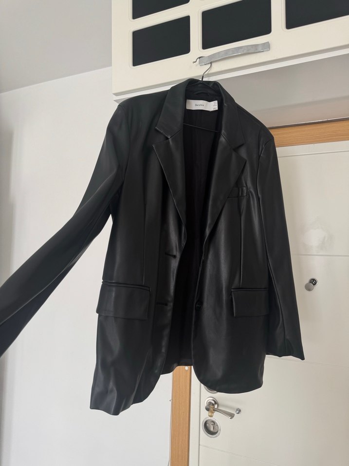 Kadın Siyah Deri Midi Ceket - Görsel 3