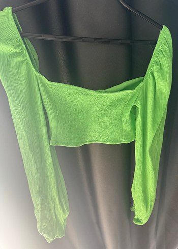 Yeşil Drapeli Mini Bluz - Görsel 3