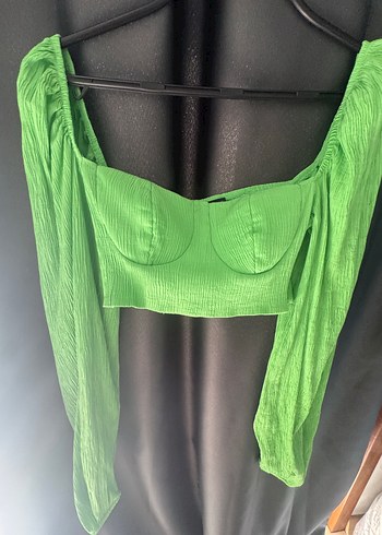 Yeşil Drapeli Mini Bluz - Görsel 2