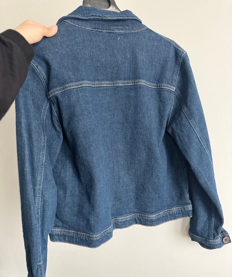 Düğmeli Mavi Kadın Denim Ceket - Görsel 3