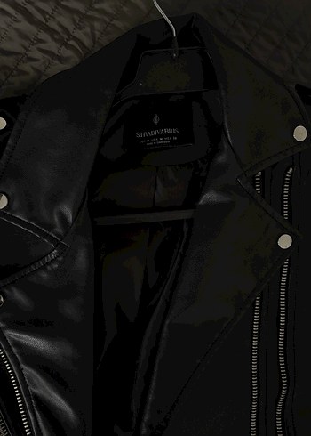 Kadın Siyah Deri Biker Ceket - Görsel 3