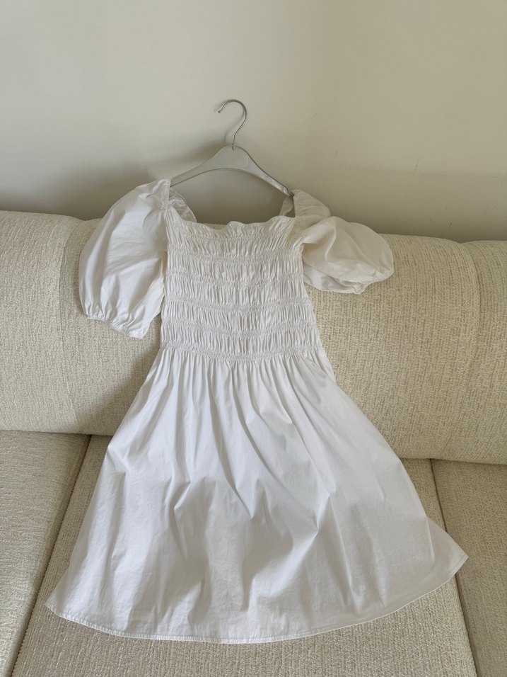 Beyaz Bohem Pamuk Elbise - Görsel 2