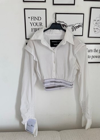 Beyaz Klasik Mini Keten gömlek - Görsel 2