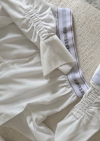 Beyaz Klasik Mini Keten gömlek - Görsel 3