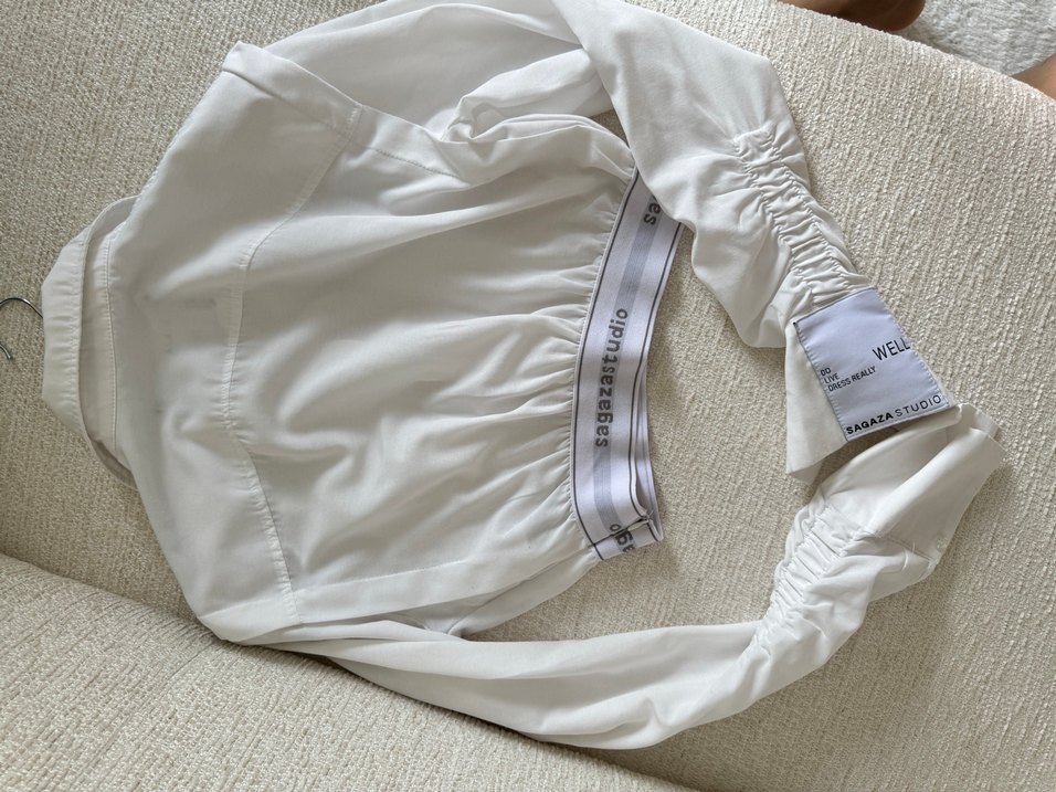 Beyaz Klasik Mini Keten gömlek - Görsel 5