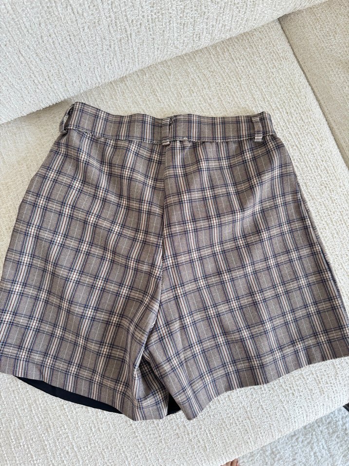 Düğmeli Ekose Mini  şort Etek - Görsel 3