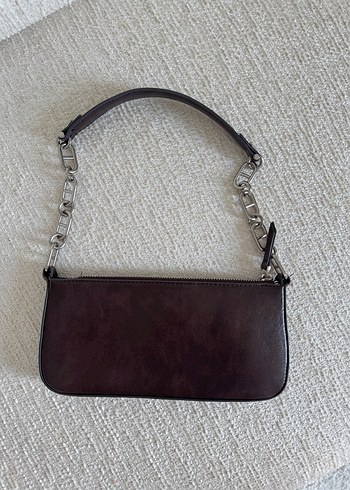 Zincir Detaylı Kahverengi Deri Kadın Çanta - Görsel 2