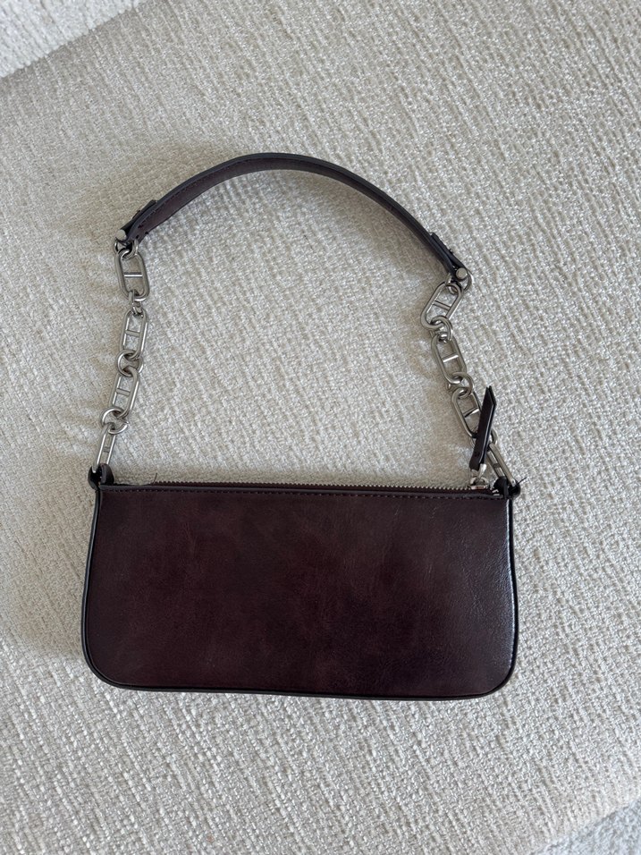 Zincir Detaylı Kahverengi Deri Kadın Çanta - Görsel 2