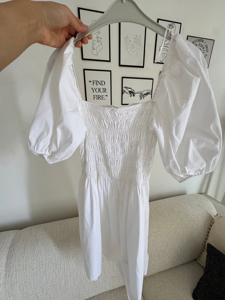 Mango Beyaz Bohem Mini elbise - Görsel 2