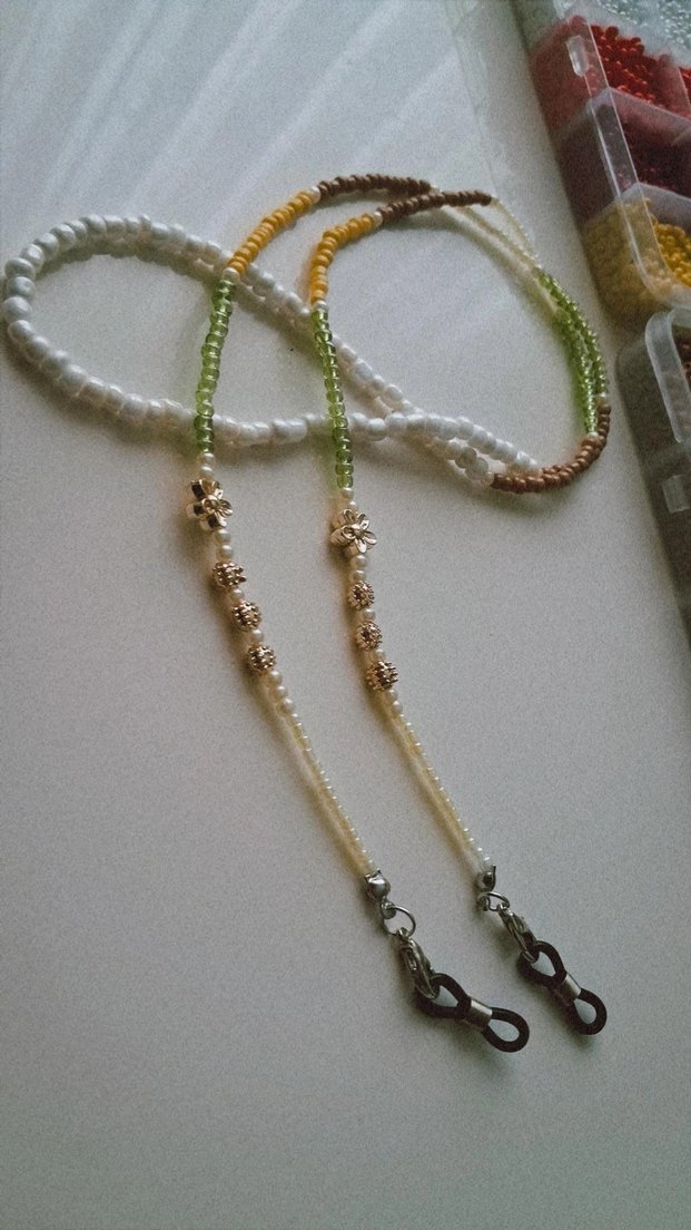 Renkli Boncuklu Kadın gözlük kulaklık ipi - Görsel 2