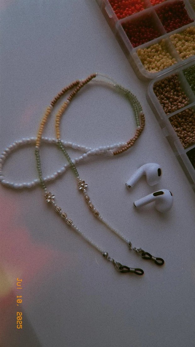Renkli Boncuklu Kadın gözlük kulaklık ipi - Görsel 3