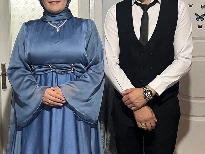 42 Beden mavi Renk Söz ve özel gün elbisesi