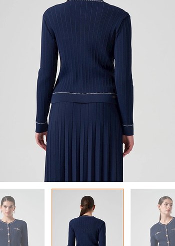 Nuss merserize Düğmeli Lacivert Mini Kadın Hırka - Görsel 4