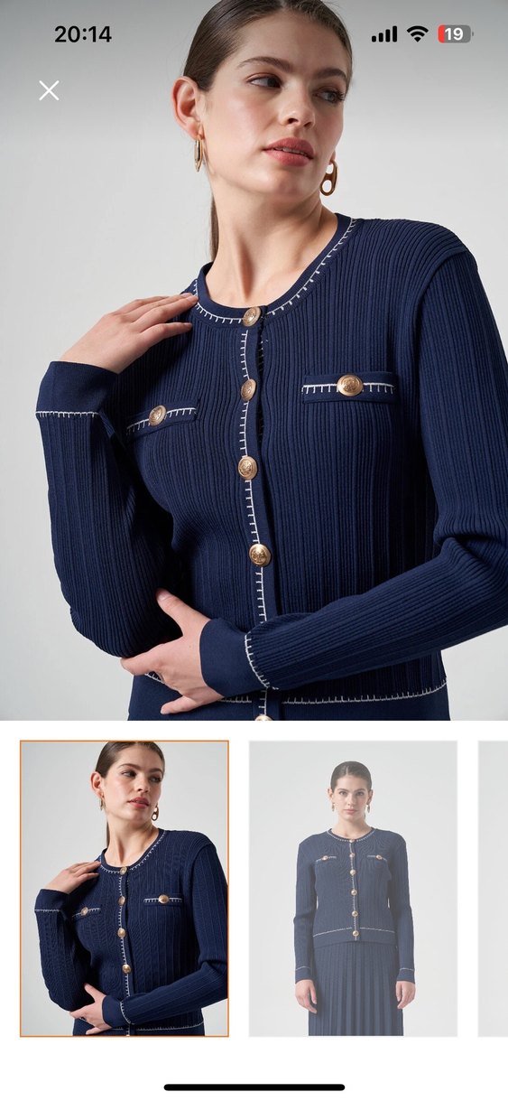 Nuss merserize Düğmeli Lacivert Mini Kadın Hırka - Görsel 2