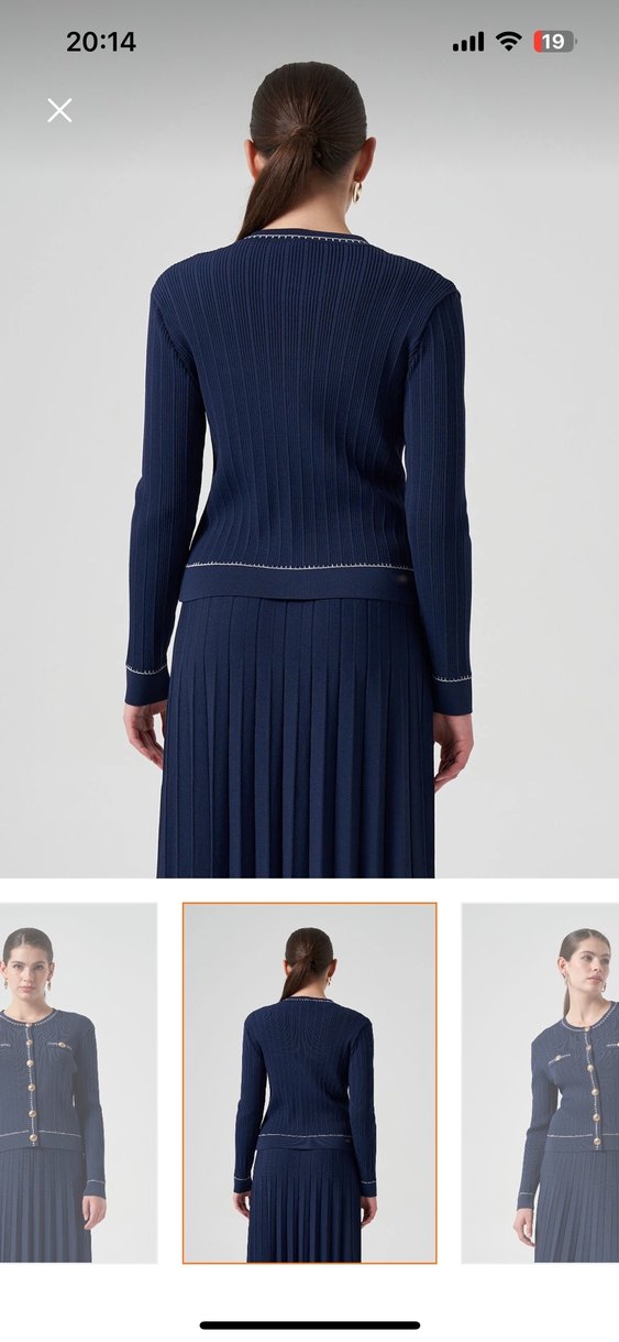 Nuss merserize Düğmeli Lacivert Mini Kadın Hırka - Görsel 4