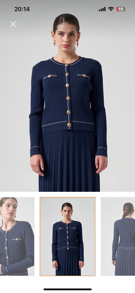 Nuss merserize Düğmeli Lacivert Mini Kadın Hırka - Görsel 3