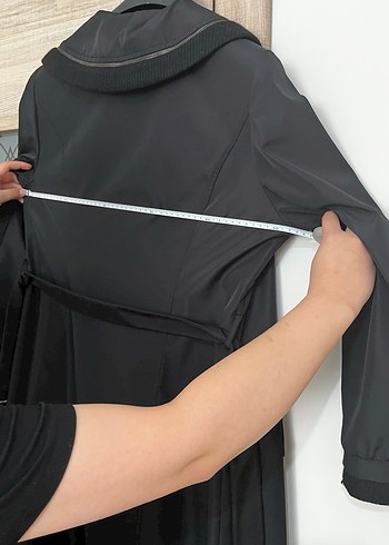 Doque Uzun Siyah Gotik Fermuarlı Kadın Kaban - Görsel 7