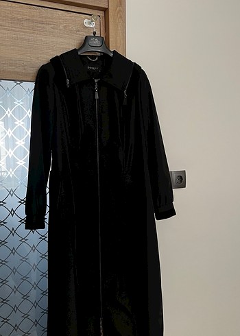 Doque Uzun Siyah Gotik Fermuarlı Kadın Kaban - Görsel 2