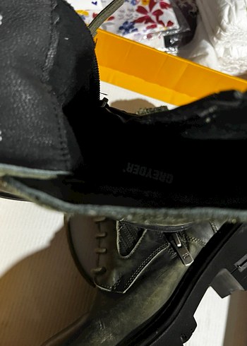 Greyder haki deri mont - Görsel 7