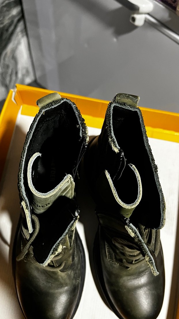 Greyder haki deri mont - Görsel 5