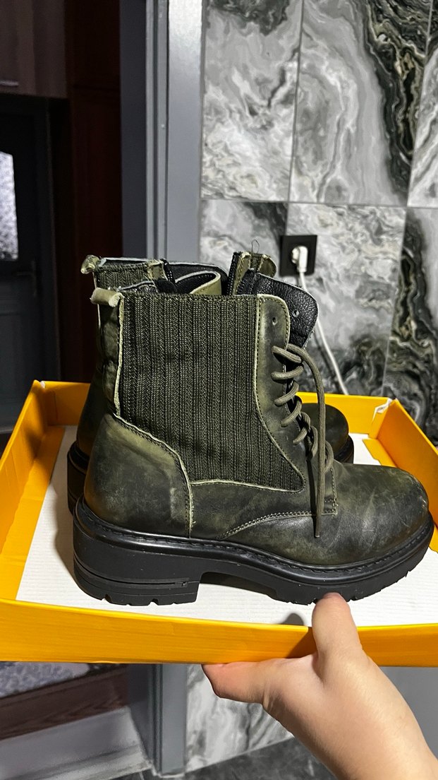 Greyder haki deri mont - Görsel 4