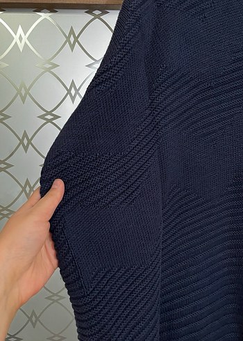 Kulaklık Us polo Kadın Lacivert Yünlü Yüksek Yakalı Panço - Görsel 4