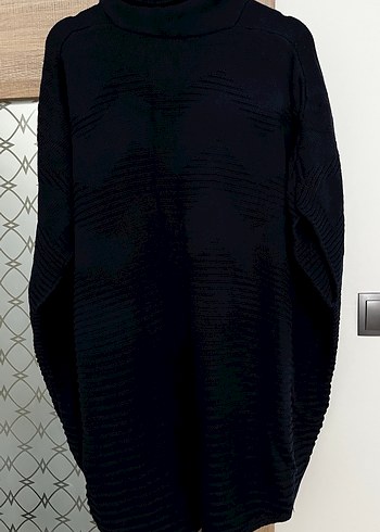 Kulaklık Us polo Kadın Lacivert Yünlü Yüksek Yakalı Panço - Görsel 6