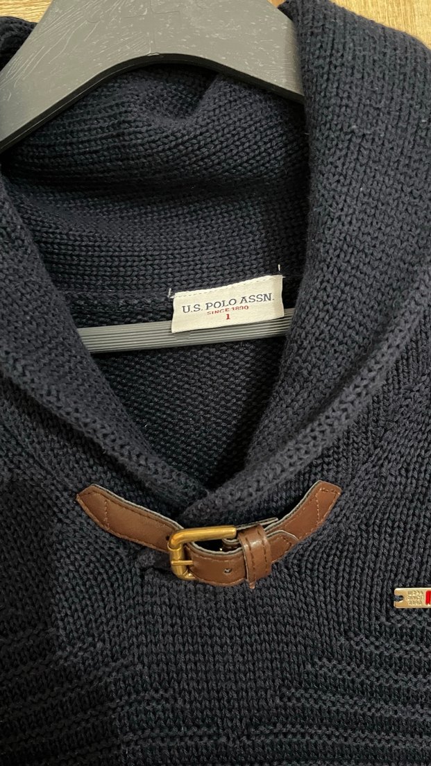 Kulaklık Us polo Kadın Lacivert Yünlü Yüksek Yakalı Panço - Görsel 5