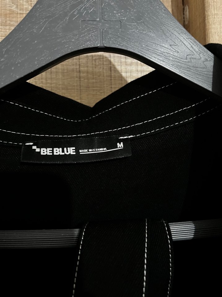 Be blue Kadın Siyah Kemerli Uzun Keten Elbise - Görsel 3