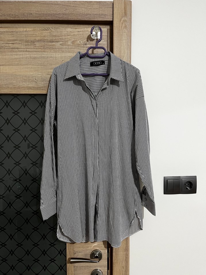 Kayra Gri Uzun Kollu Kadın Gömlek - Görsel 2