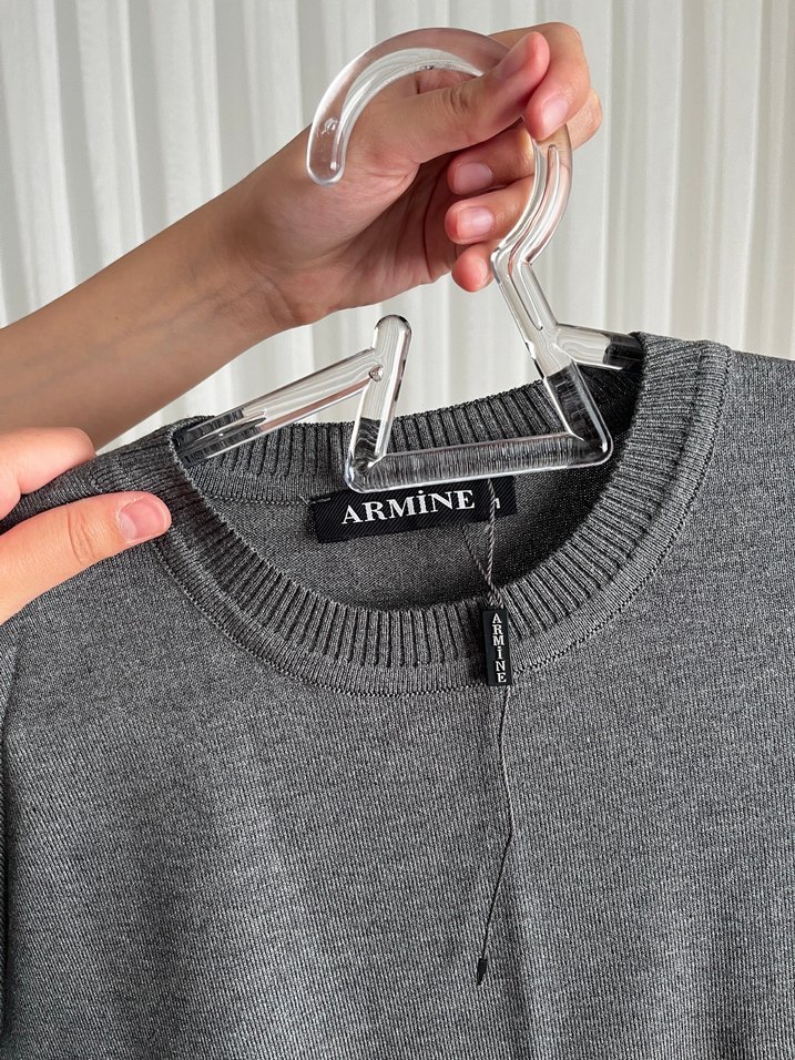 Armine Gri  Kadın merserize tunik - Görsel 2