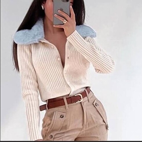 m Beden Zara mavi kürklü Hırka