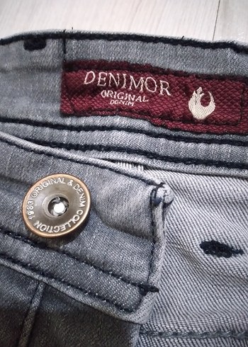 Gri Düğmeli Erkek Denim Pantolon - Görsel 4