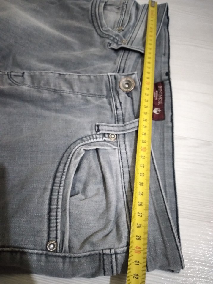 Gri Düğmeli Erkek Denim Pantolon - Görsel 5