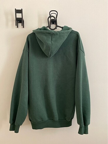 m Beden Haki fermuarlı kapüşonlu sweatshirt hırka