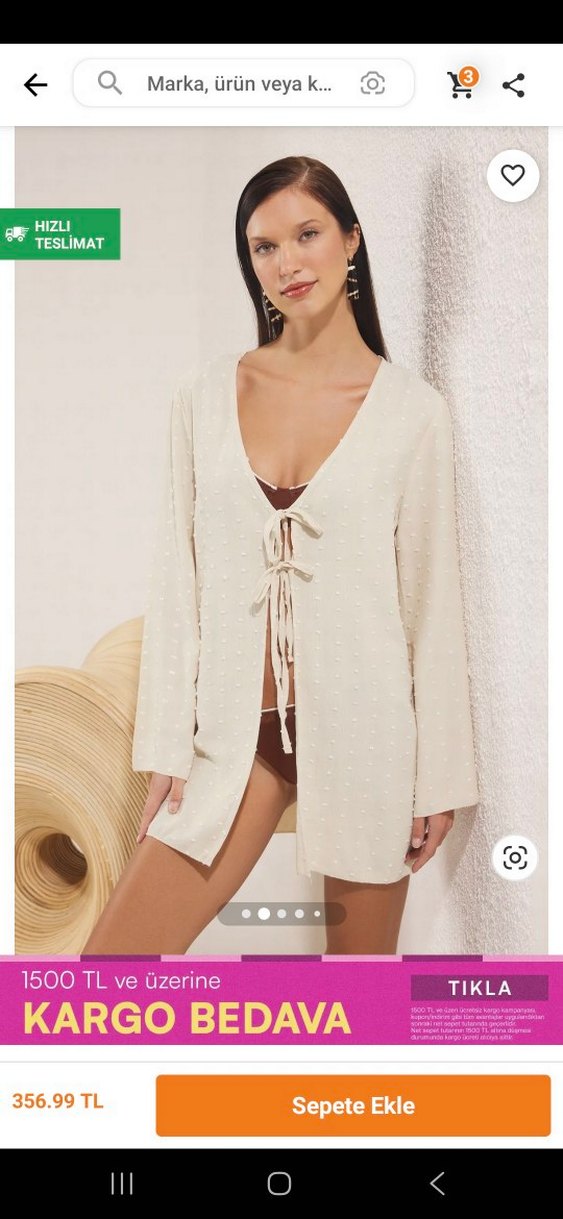 Bağlama Detaylı Beyaz Mini Bohem Pareo - Görsel 2