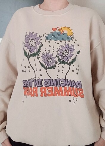 Çiçekli sweatshirt kazak