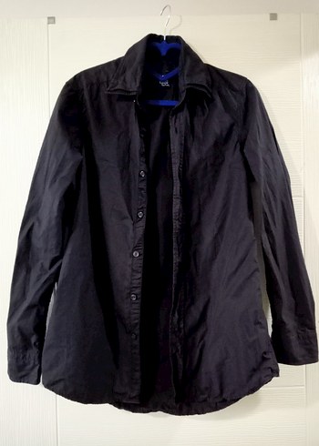 Düğmeli Siyah Erkek Keten Gömlek - Görsel 2