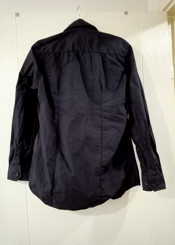 Düğmeli Siyah Erkek Keten Gömlek - Görsel 3