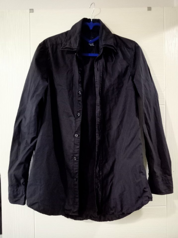 Düğmeli Siyah Erkek Keten Gömlek - Görsel 2