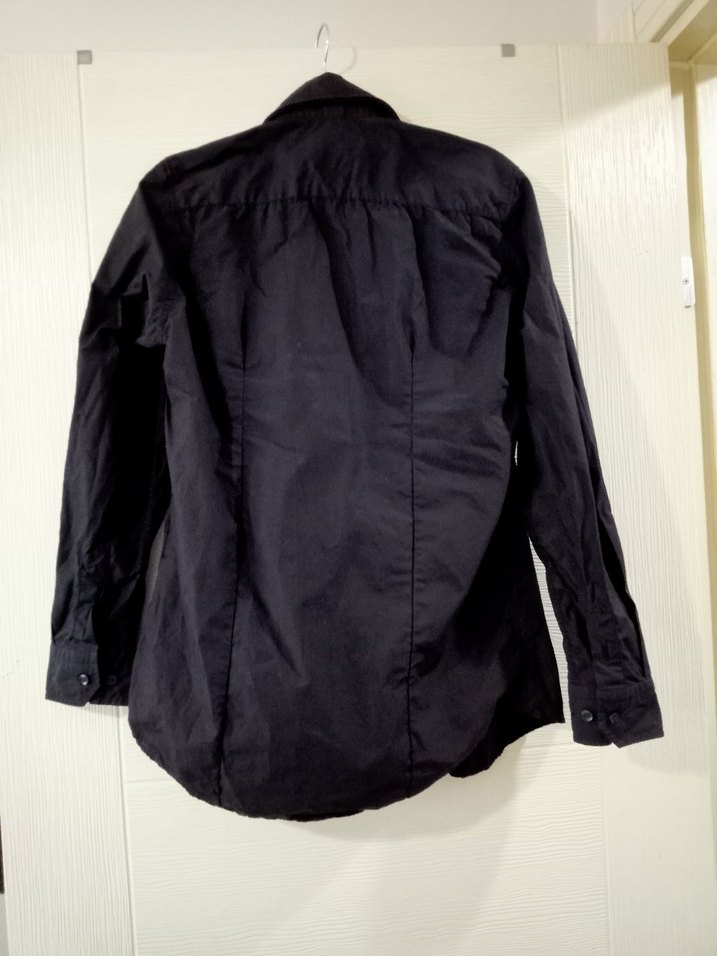 Düğmeli Siyah Erkek Keten Gömlek - Görsel 3