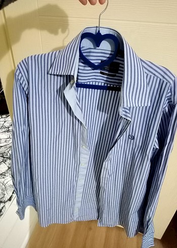 Mavi Çizgili Erkek Gömlek, Uzun Kollu, Regular Fit - Görsel 5