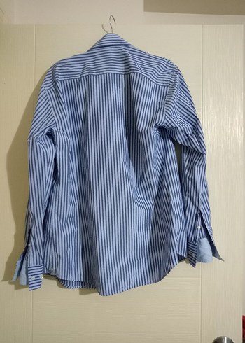 Mavi Çizgili Erkek Gömlek, Uzun Kollu, Regular Fit - Görsel 4