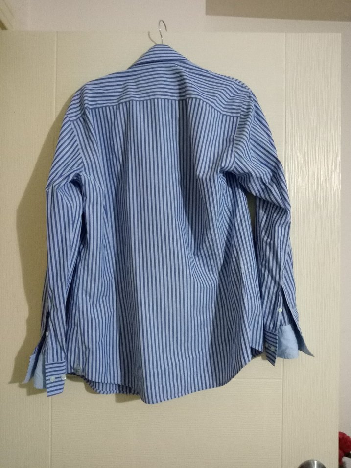 Mavi Çizgili Erkek Gömlek, Uzun Kollu, Regular Fit - Görsel 3