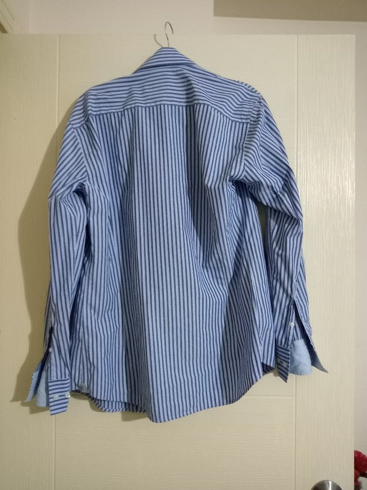 Mavi Çizgili Erkek Gömlek, Uzun Kollu, Regular Fit - Görsel 4