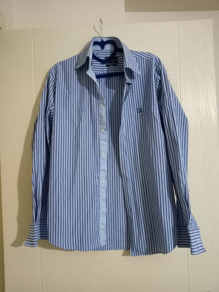 Mavi Çizgili Erkek Gömlek, Uzun Kollu, Regular Fit - Görsel 2