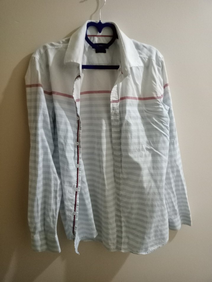 Erkek Pamuk Gri Çizgili Uzun Kollu Gömlek - Görsel 2