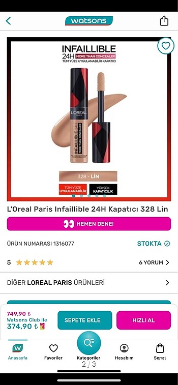 Loreal Paris Loreal Paris infaillible kapatıcı 328