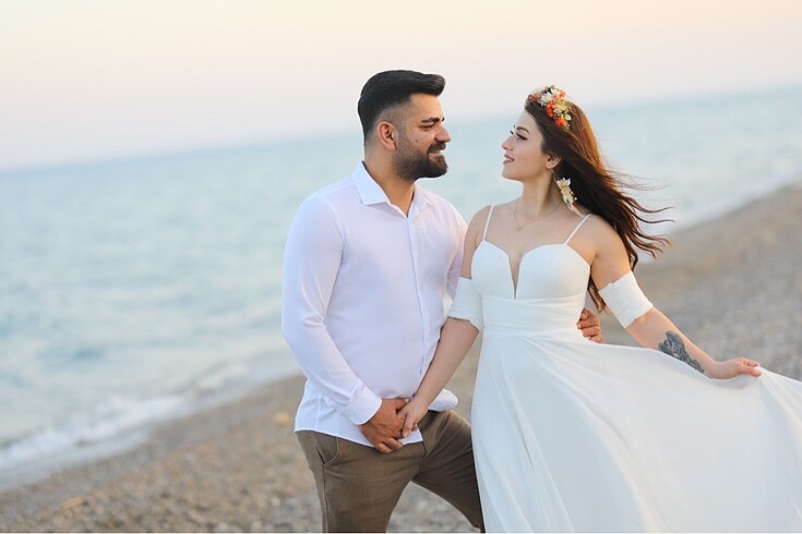 36 Beden beyaz Renk Dış çekim elbise